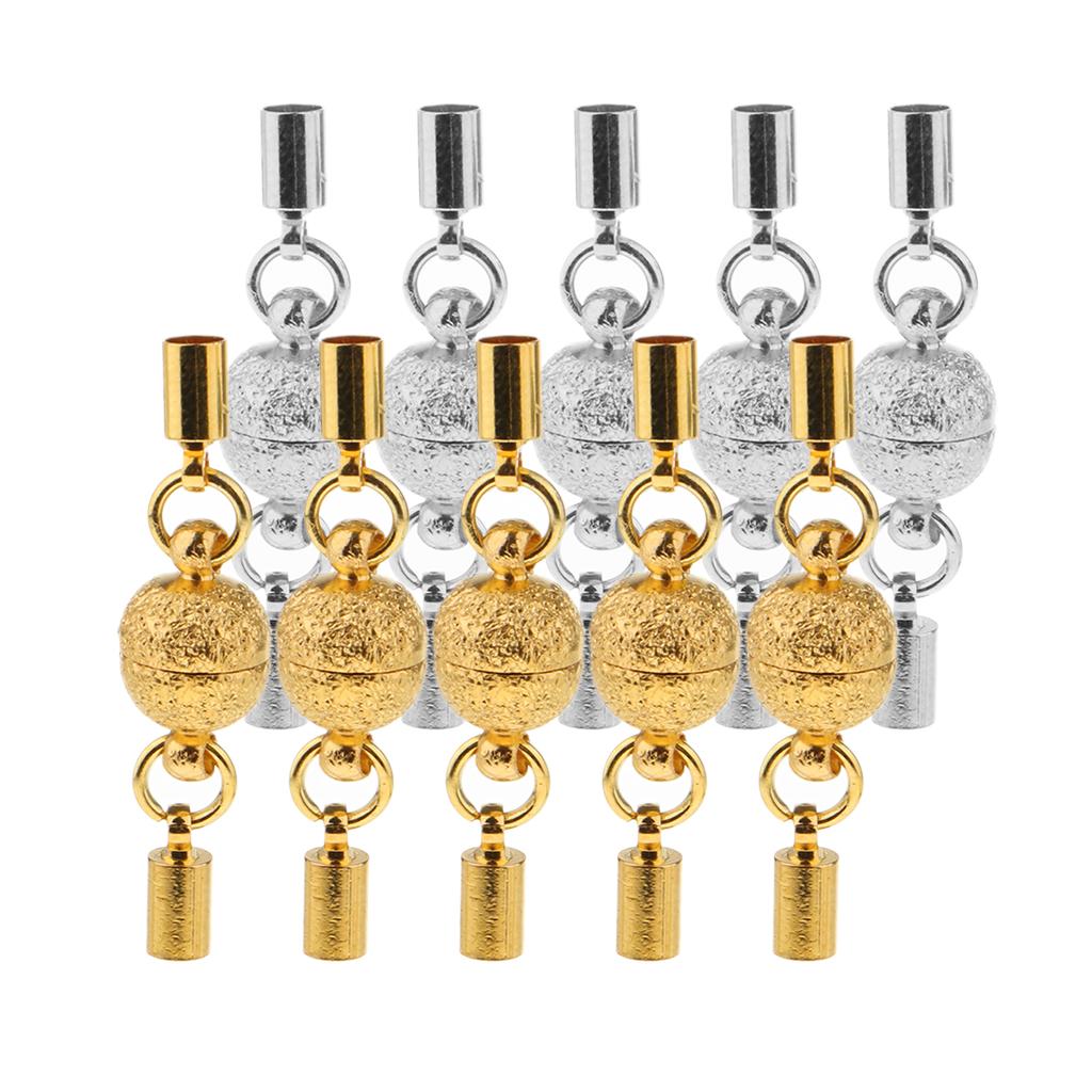 10 Pieces Frosted Ball Magnetic Clasps with End Caps Jewelry DIY Findings