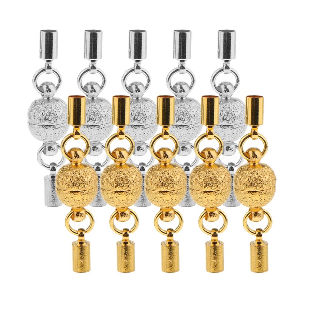 10 Pieces Frosted Ball Magnetic Clasps with End Caps Jewelry DIY Findings