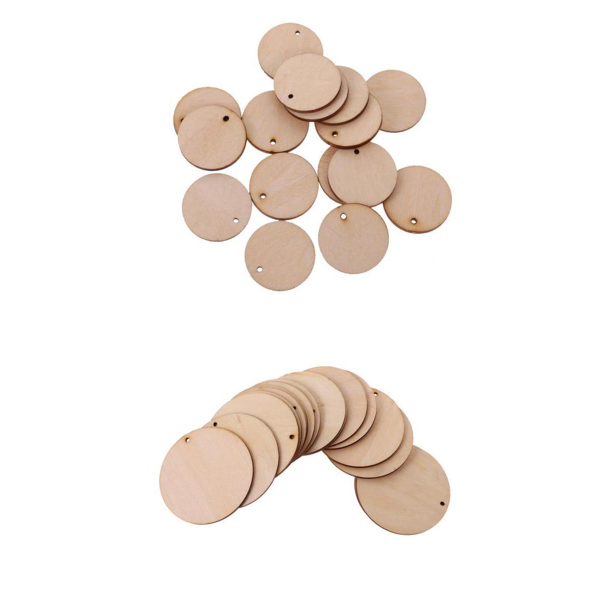 150 Pieces Round Unfinished Wood Pieces with Hole for DIY Crafts 50mm 30mm