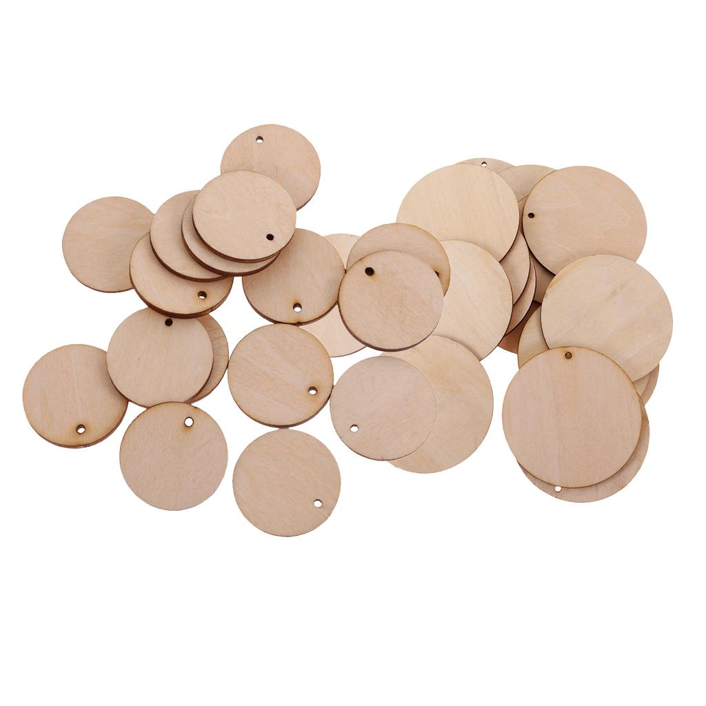150 Pieces Round Unfinished Wood Pieces with Hole for DIY Crafts 50mm 30mm
