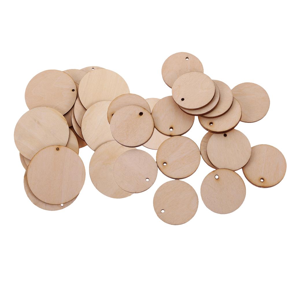 150 Pieces Round Unfinished Wood Pieces with Hole for DIY Crafts 50mm 30mm