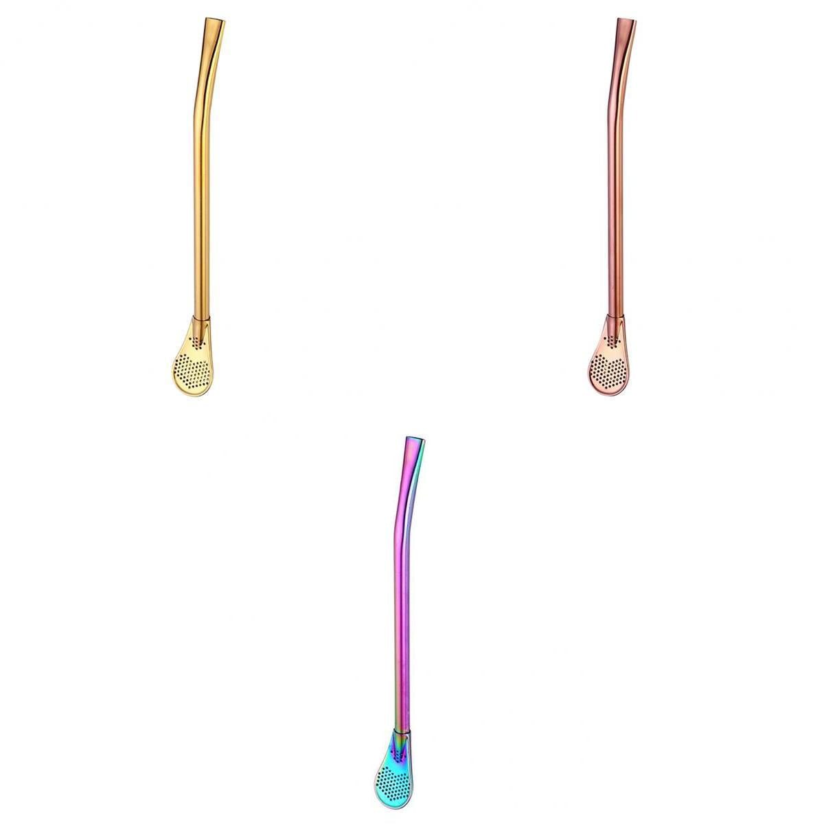 3PC Stainless Steel Sucker Stirrer Coffee Drinking Spoon Teaspoon multicolor