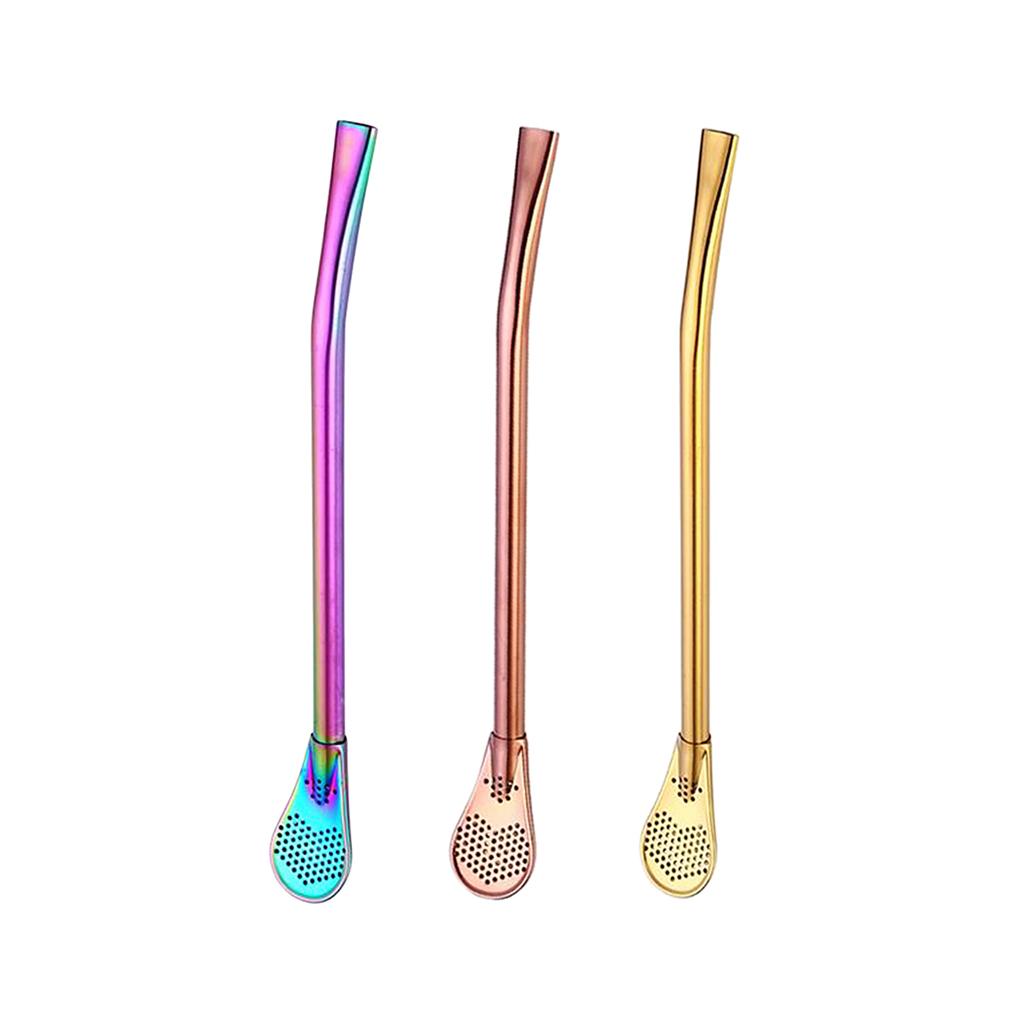 3PC Stainless Steel Sucker Stirrer Coffee Drinking Spoon Teaspoon multicolor