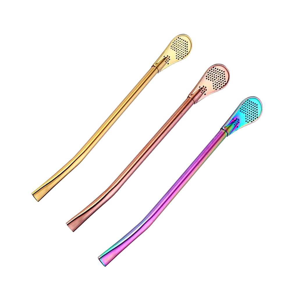3PC Stainless Steel Sucker Stirrer Coffee Drinking Spoon Teaspoon multicolor