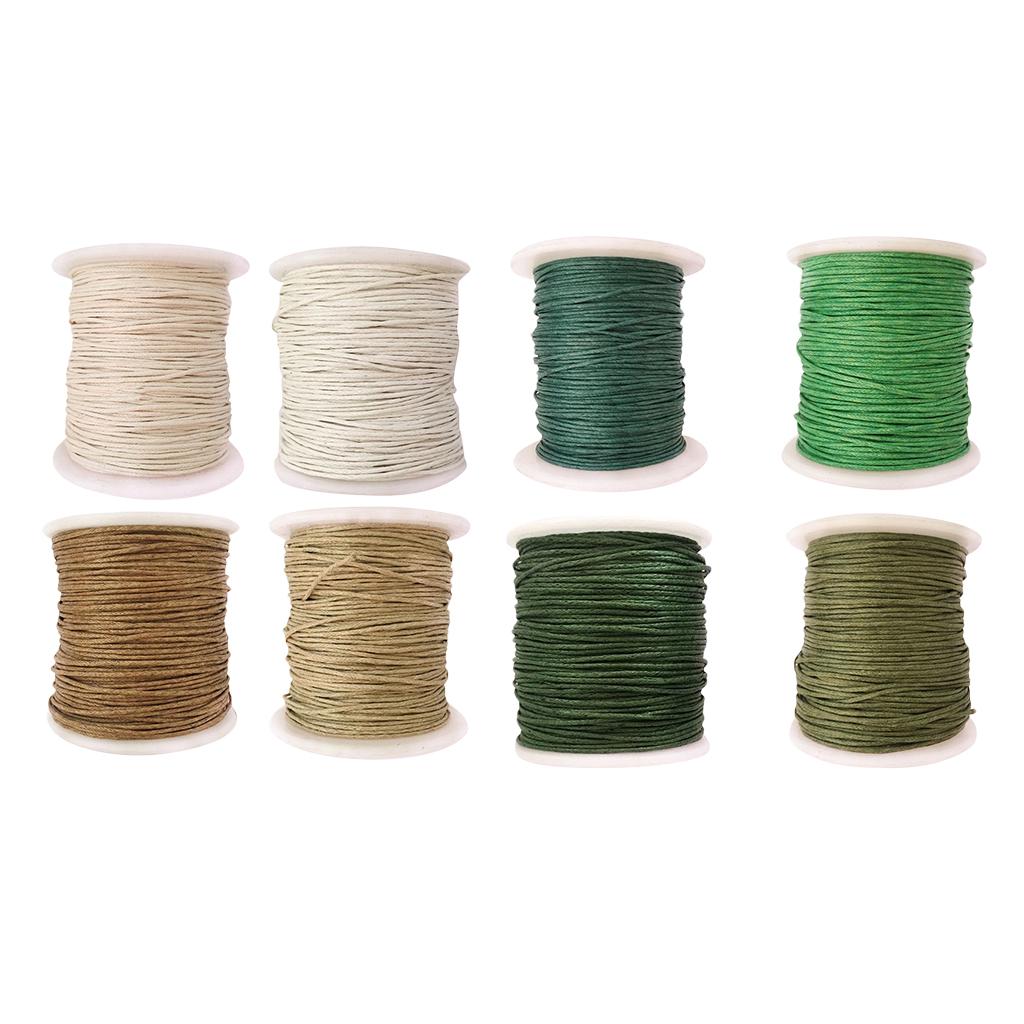 8 Rolls of 80 Meters Waxed Cotton Cord String Jewelry Making Accessories 1mm