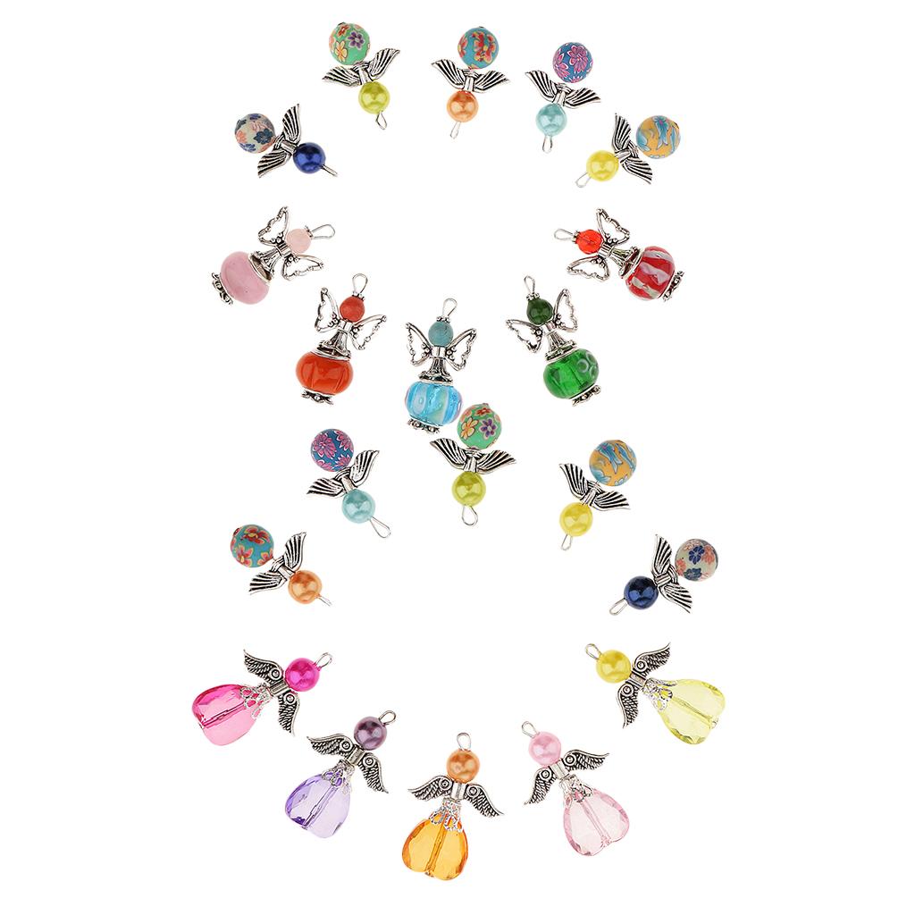 20 Pieces Mixed Angel Charms Pearl Acrylic Polymer Pendants Jewelry Findings