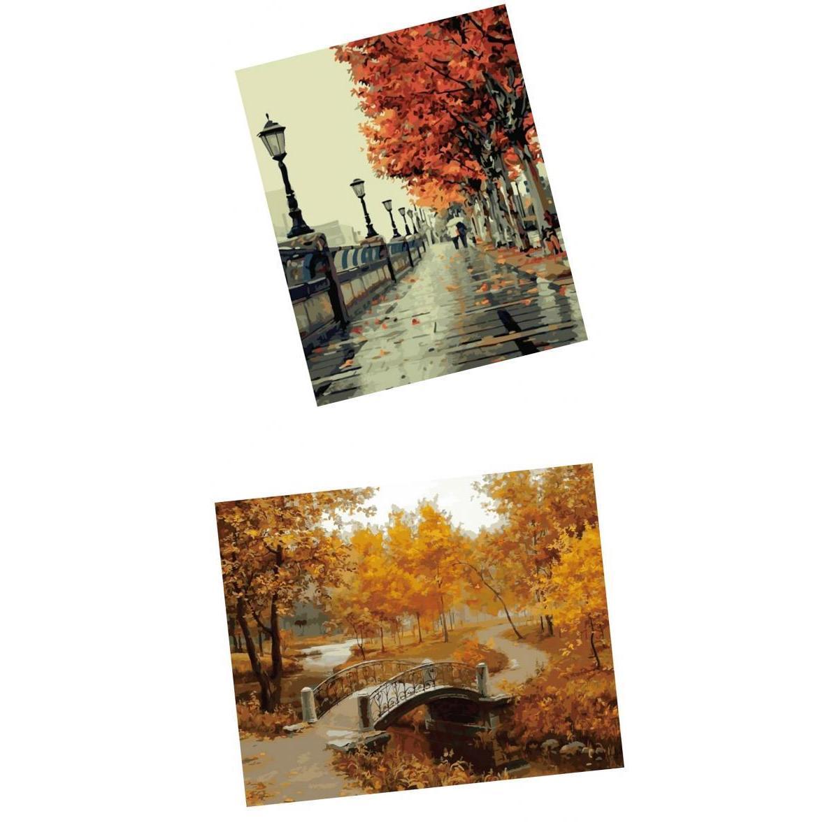 2 Sets Frameless DIY Painting By Numbers Kits Canvas Painting Art Pictures