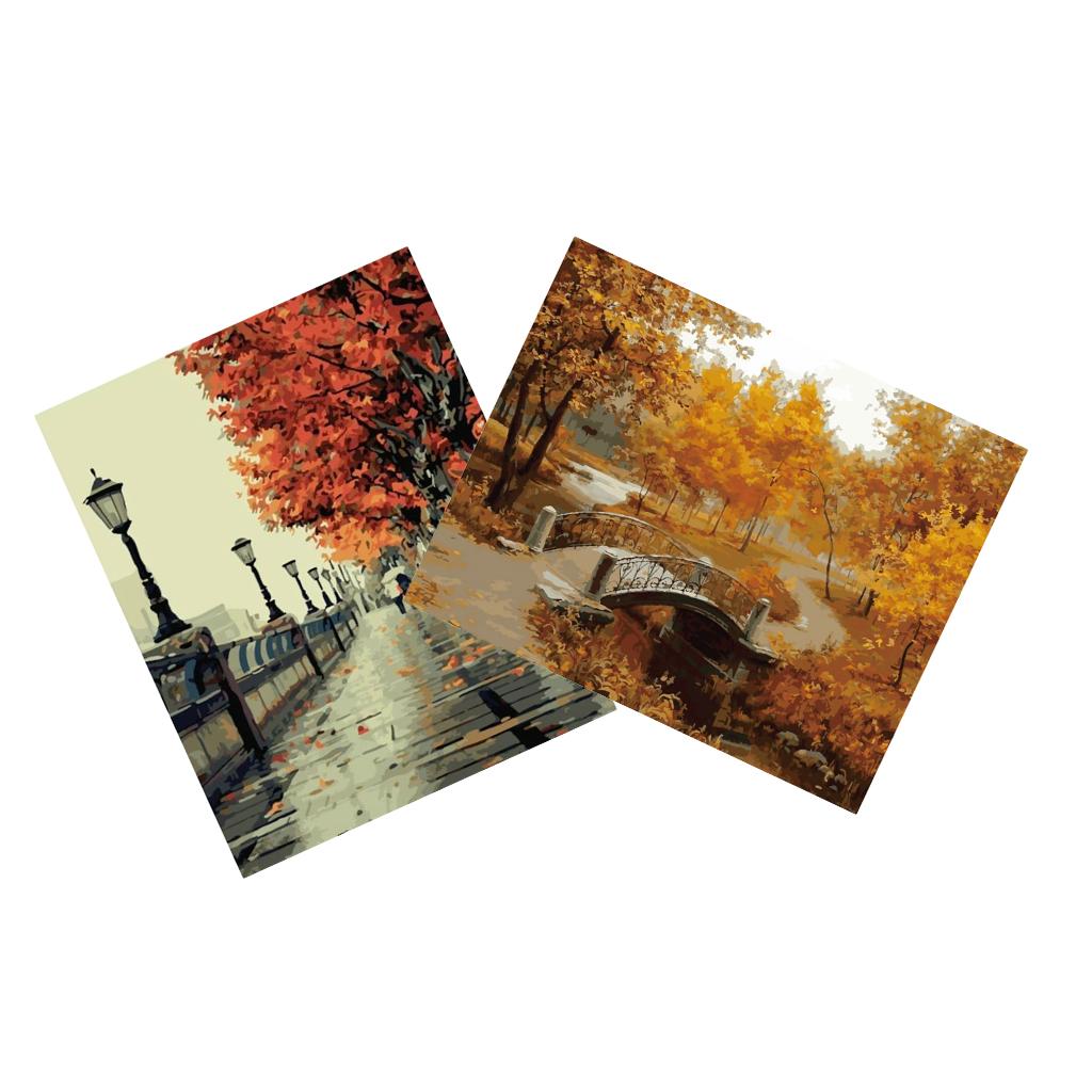 2 Sets Frameless DIY Painting By Numbers Kits Canvas Painting Art Pictures