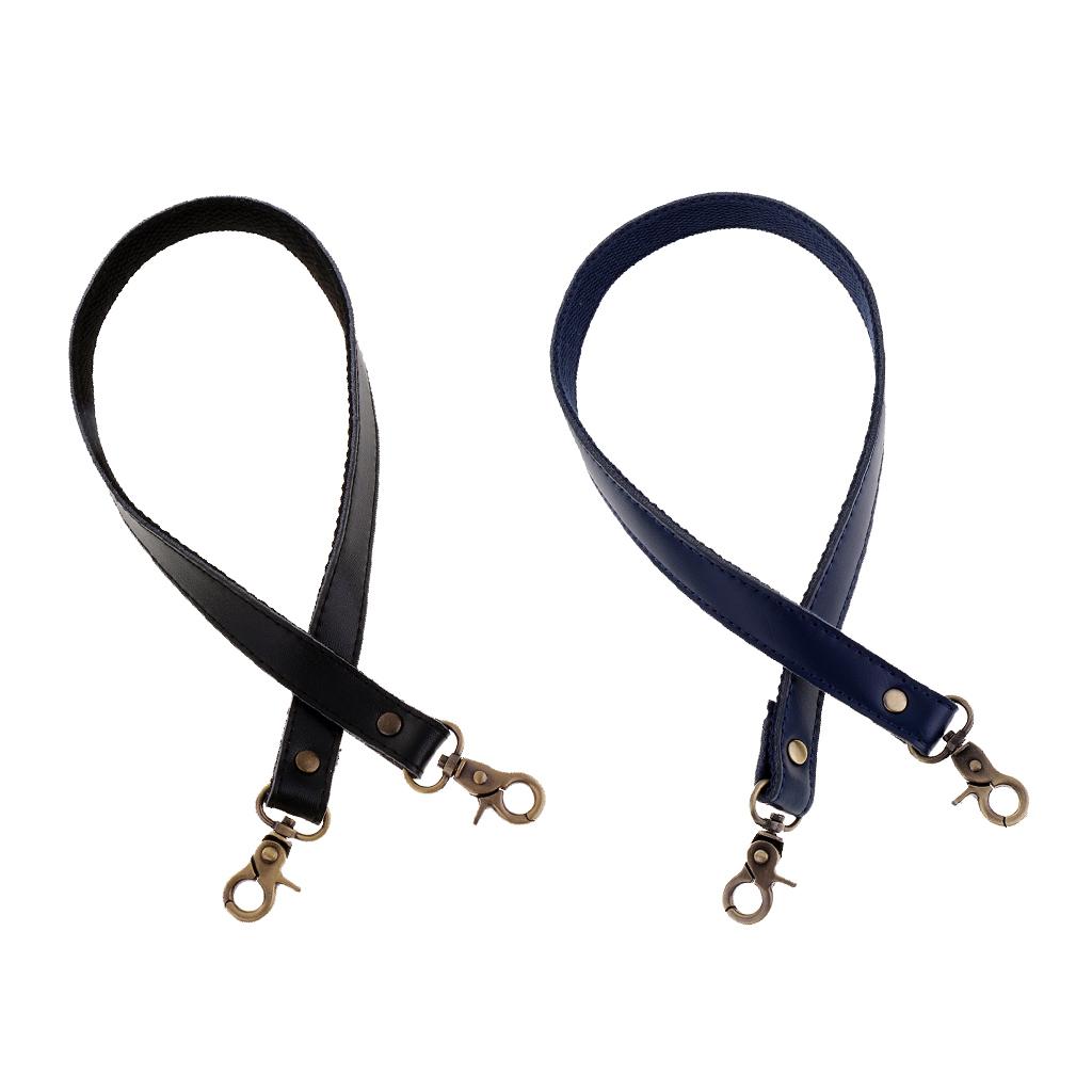2x Genuine Leather Canvas Bag Handle Strap Replacement 60cm Black&Drak Blue