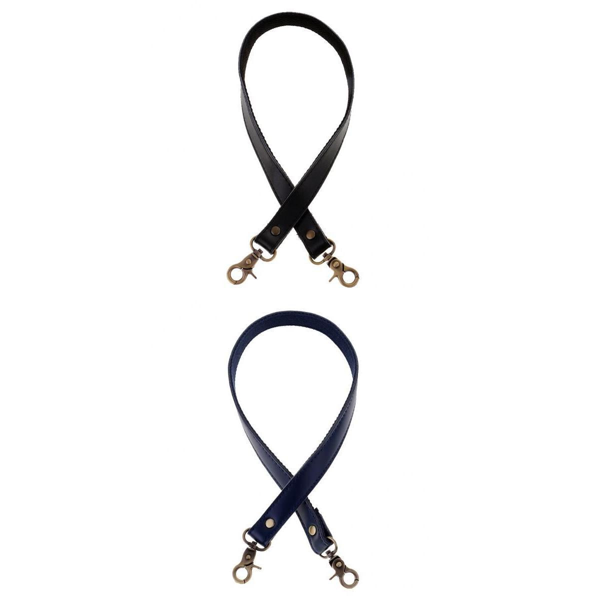 2x Genuine Leather Canvas Bag Handle Strap Replacement 60cm Black&Drak Blue