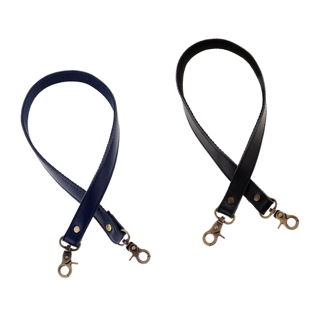 2x Genuine Leather Canvas Bag Handle Strap Replacement 60cm Black&Drak Blue