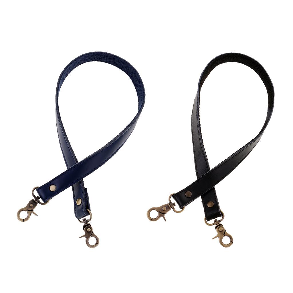 2x Genuine Leather Canvas Bag Handle Strap Replacement 60cm Black&Drak Blue