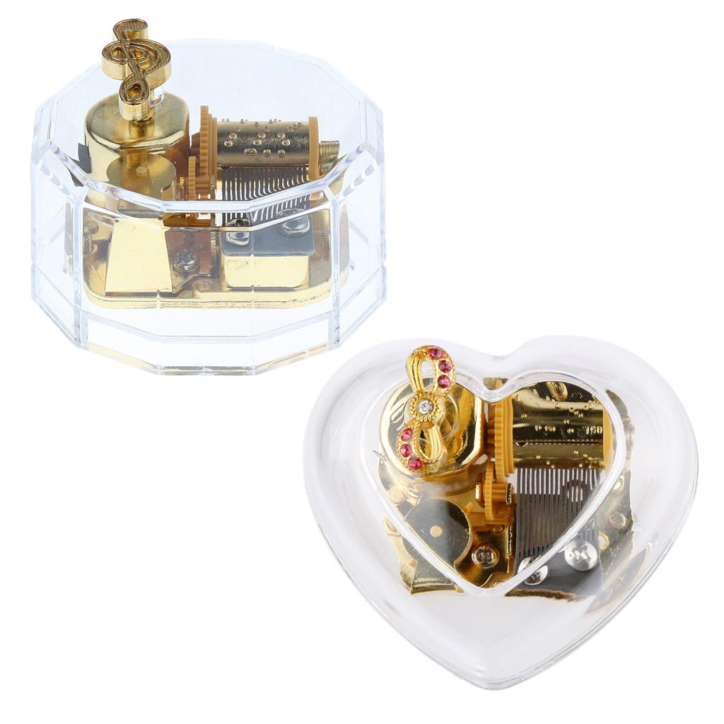 2pcs Acrylic Clockwork Music Box Melody Box Happy Birthday To You Tune Case