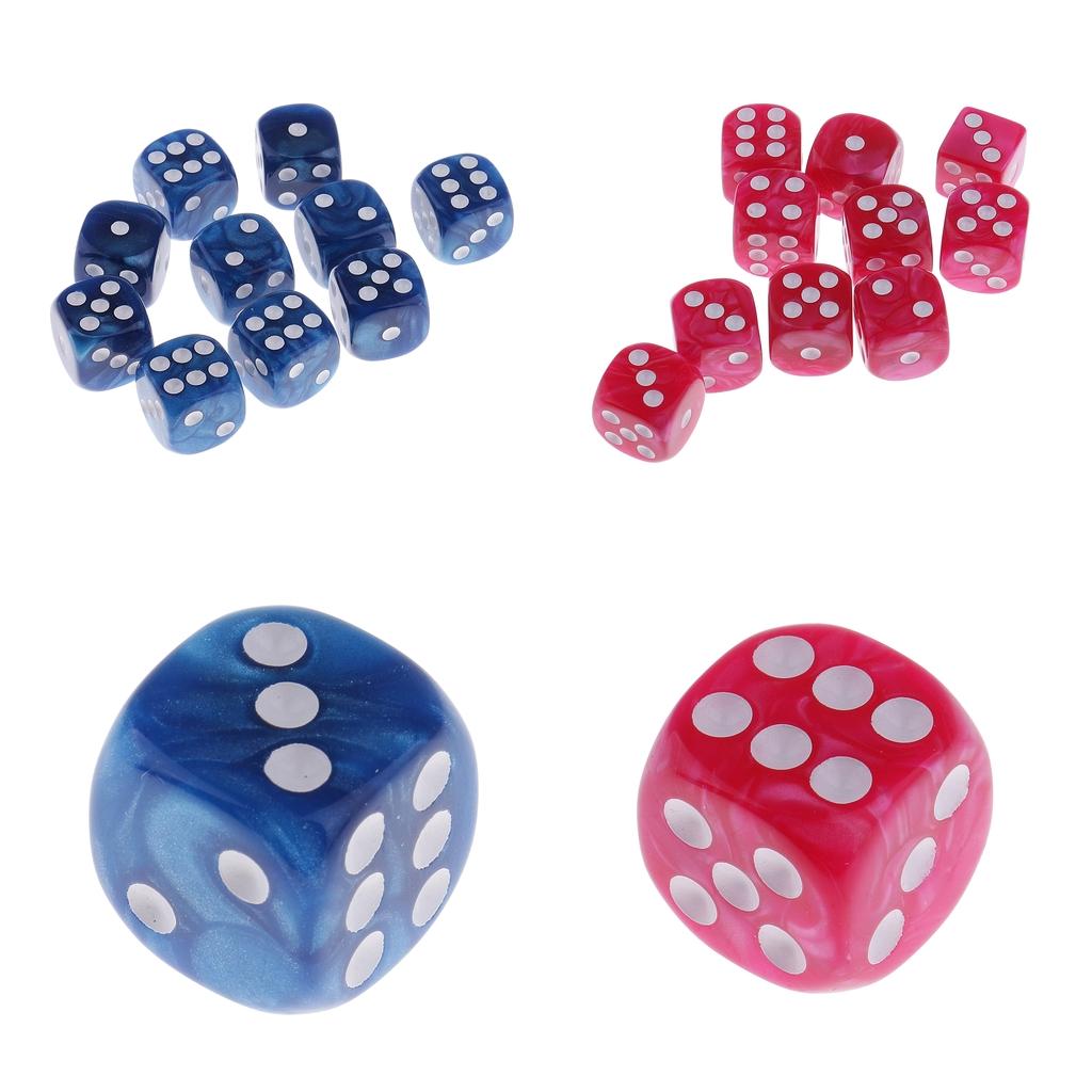 20 Pieces Plastic 6-sided Digital Dice D6 for Party Bar Table Game Pink+Blue