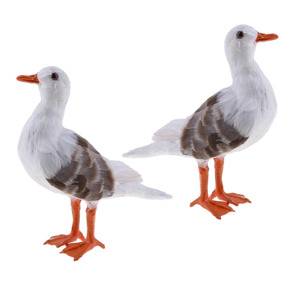 2Pc Simulated Seagull Artificial Bird Vivid Garden Home Decor Props Ornament