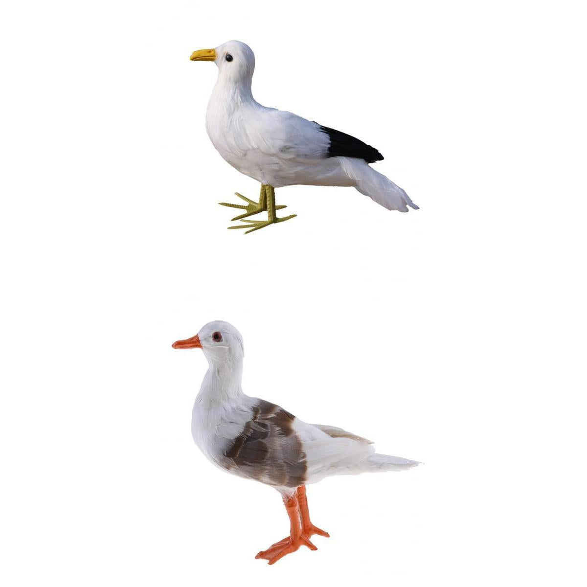 2Pcs Artificial Bird Feather Realistic Home Garden Decor Ornament Seagull