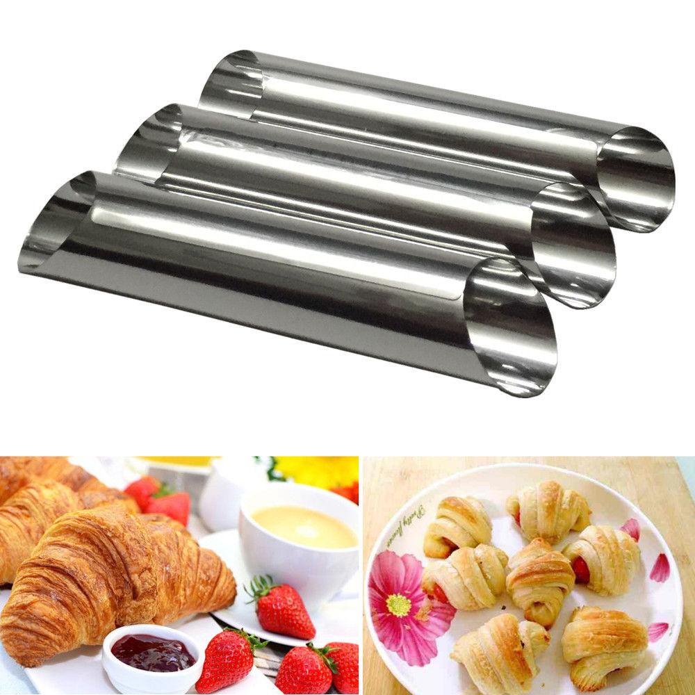 3 pcs Stainless Spiral Tube Anode Baked Croissants DIY Horn Baking Cake Mold