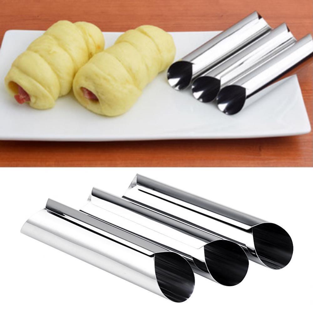 3 pcs Stainless Spiral Tube Anode Baked Croissants DIY Horn Baking Cake Mold