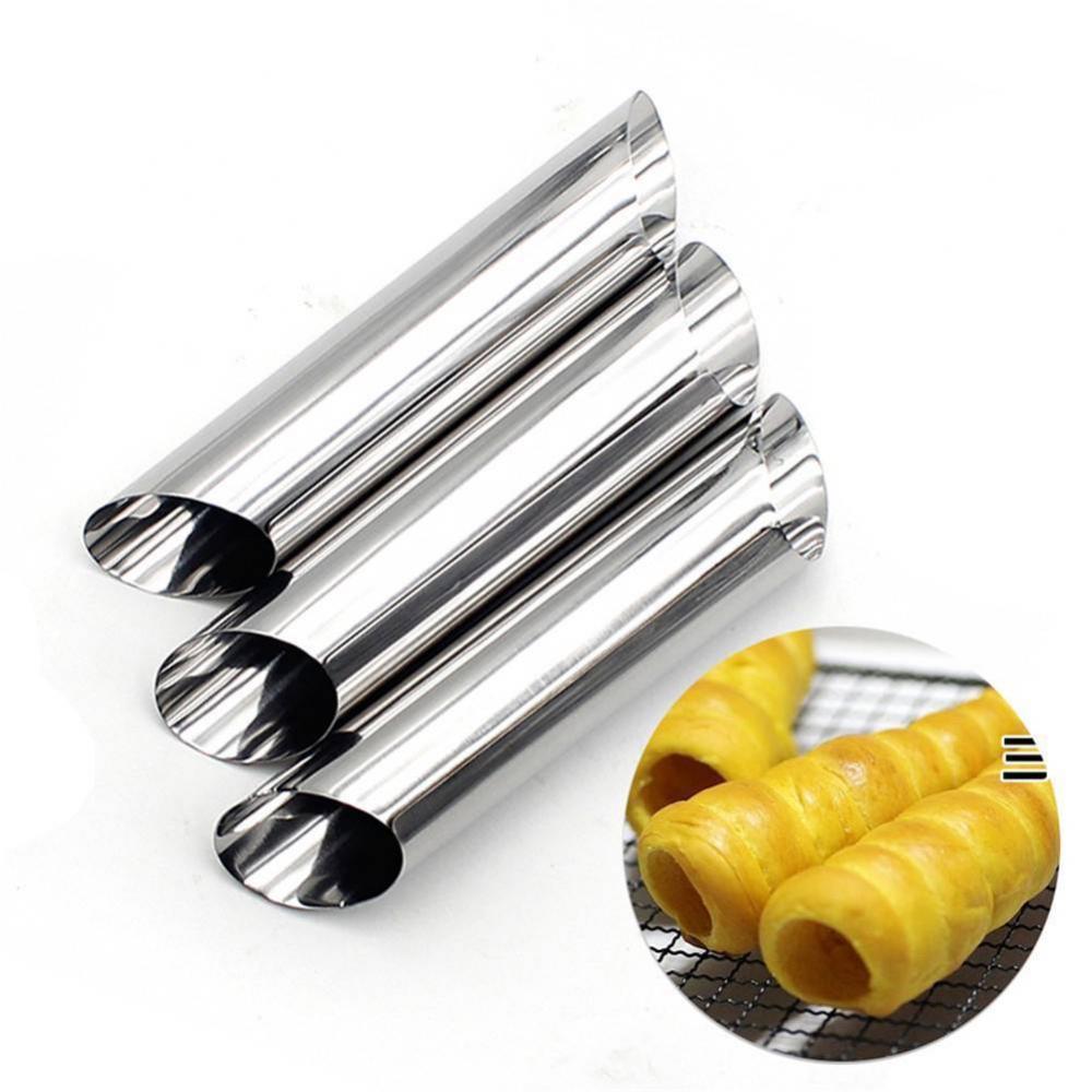 3 pcs Stainless Spiral Tube Anode Baked Croissants DIY Horn Baking Cake Mold