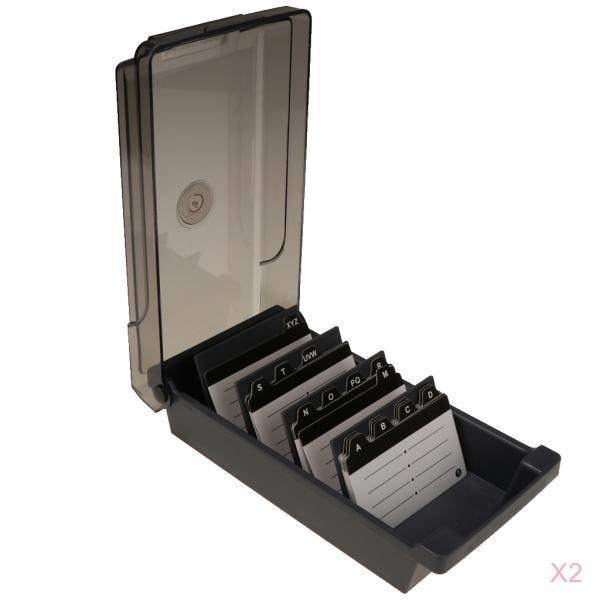 2 Pack Business Name Card Holder Box File Card Organizer Box Large Capacity