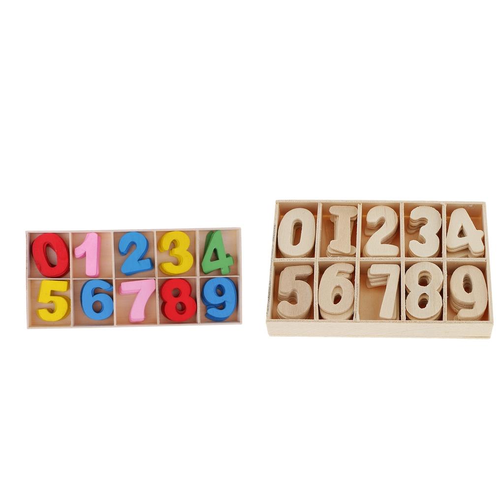 120 Pieces Wooden Number - Craft Numbers with Storage Tray Kids Learning Toy