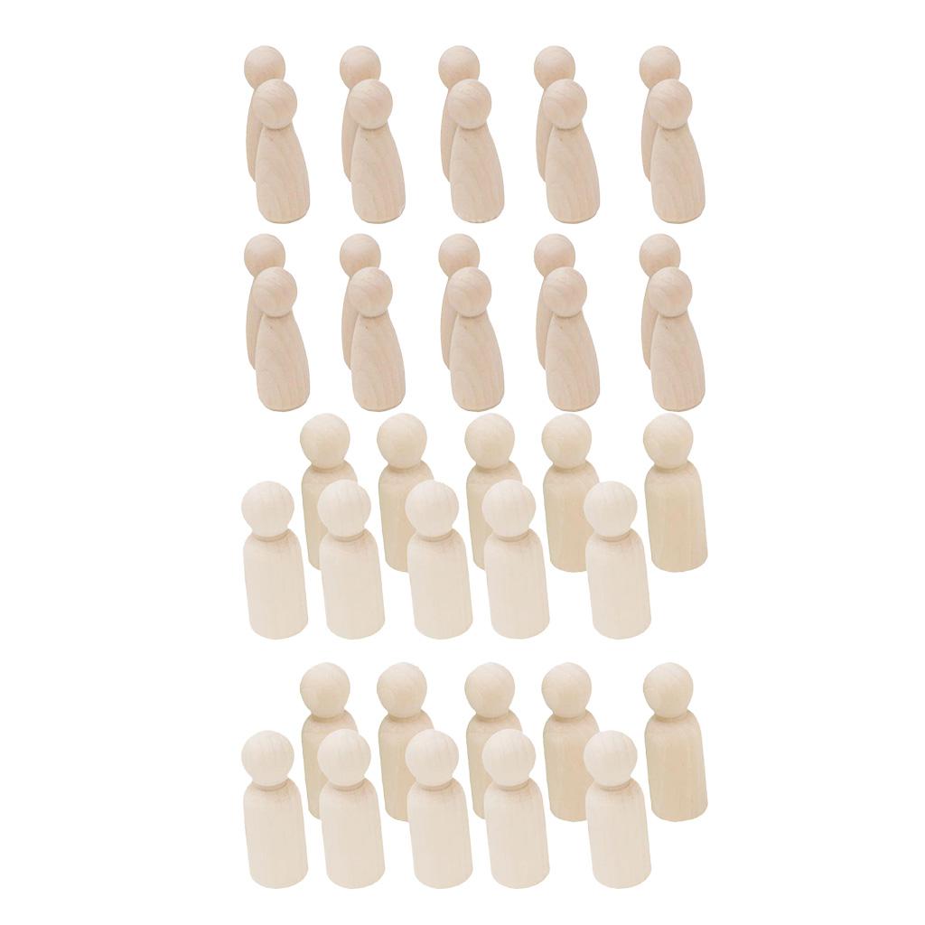 40 Pieces/Set Male Female Wooden Peg Dolls DIY Art Craft Wedding Cake Topper