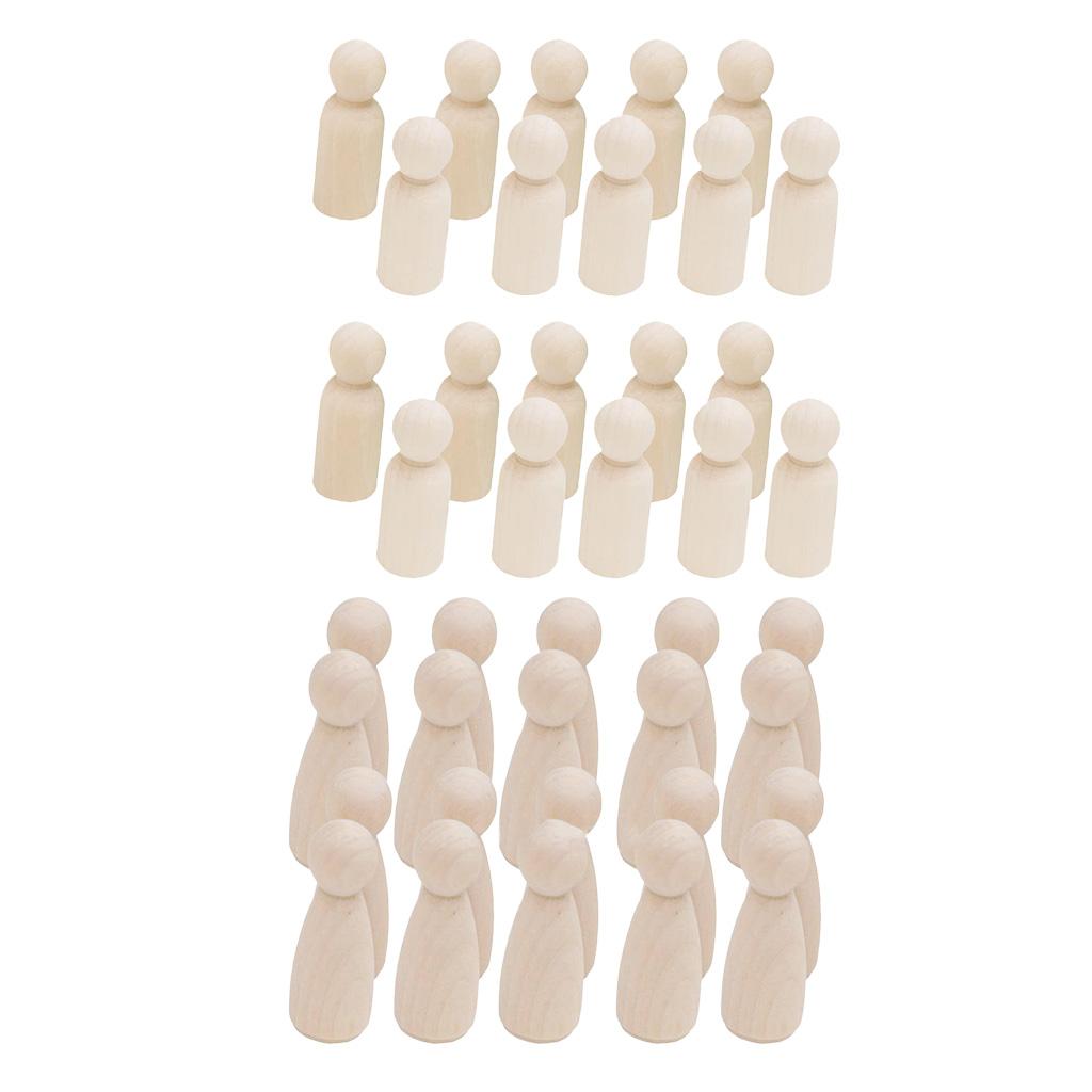 40 Pieces/Set Male Female Wooden Peg Dolls DIY Art Craft Wedding Cake Topper