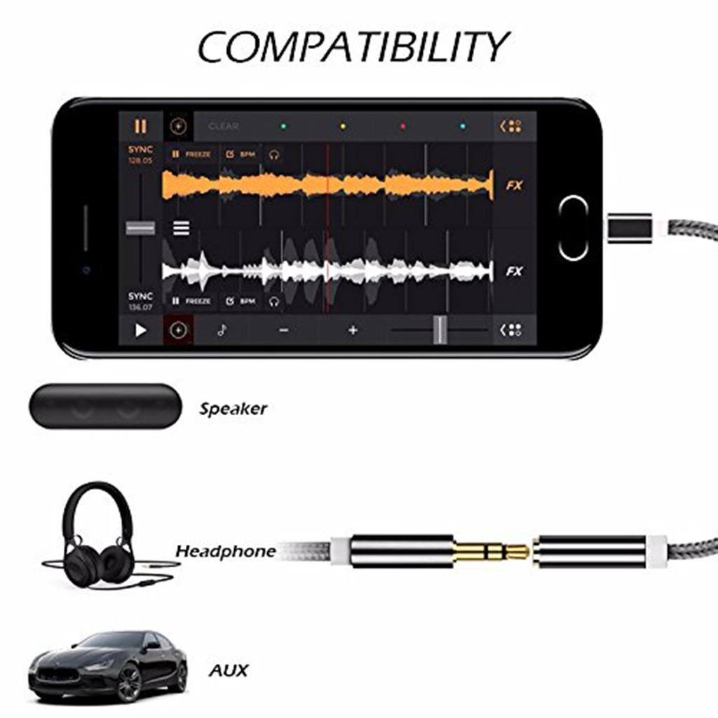 5 XUSB-C Type C to 3.5 mm Headphone Jack Adapter Earphone Audio Cable Silver