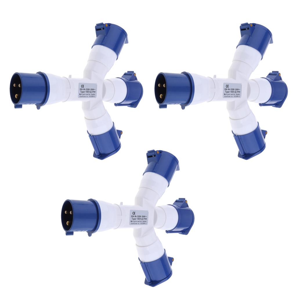 3pcs 220V 32A 3Pin Industrial Site Plug Socket Weatherproof Building 2P+E
