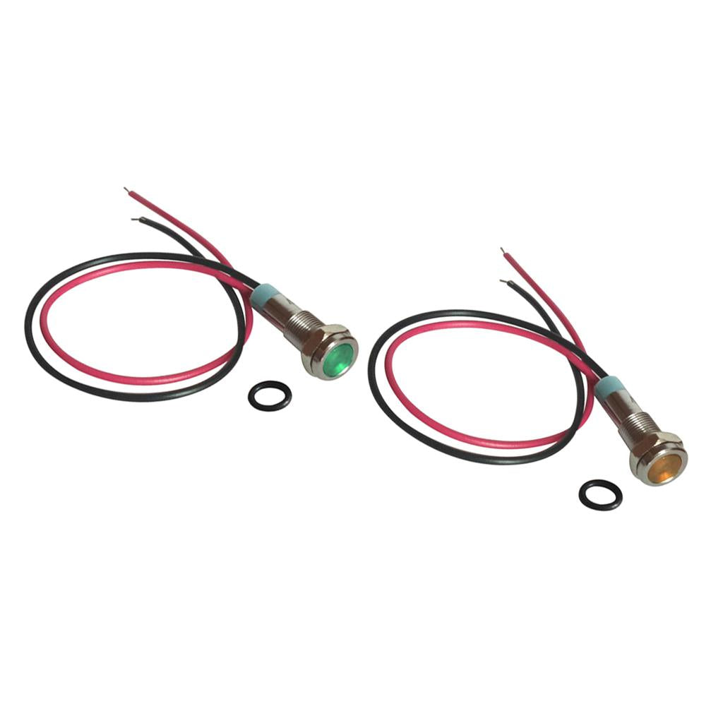 2Pcs 6mm LED Metal Indicator Light Waterproof Signal Pilot Dash Lamp 6V