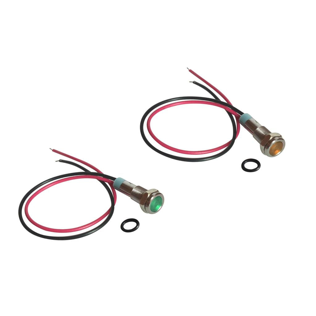 2Pcs 6mm LED Metal Indicator Light Waterproof Signal Pilot Dash Lamp 6V