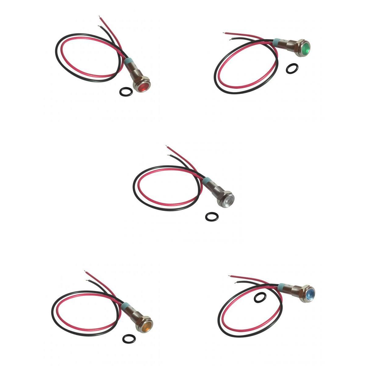 5pcs 6mm LED Metal Indicator Light Waterproof Signal Pilot Dash Lamp 6V