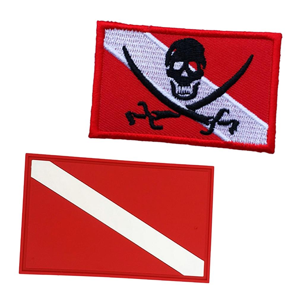 2 Pieces Scuba Diving Dive Diver Down Flag Patch Badge for Backpack Gear Bag