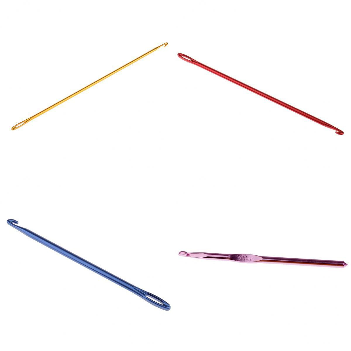 4Pcs Afghan Crochet Hook Knitting Needle Hand Knit Tool With Hole 4 Sizes