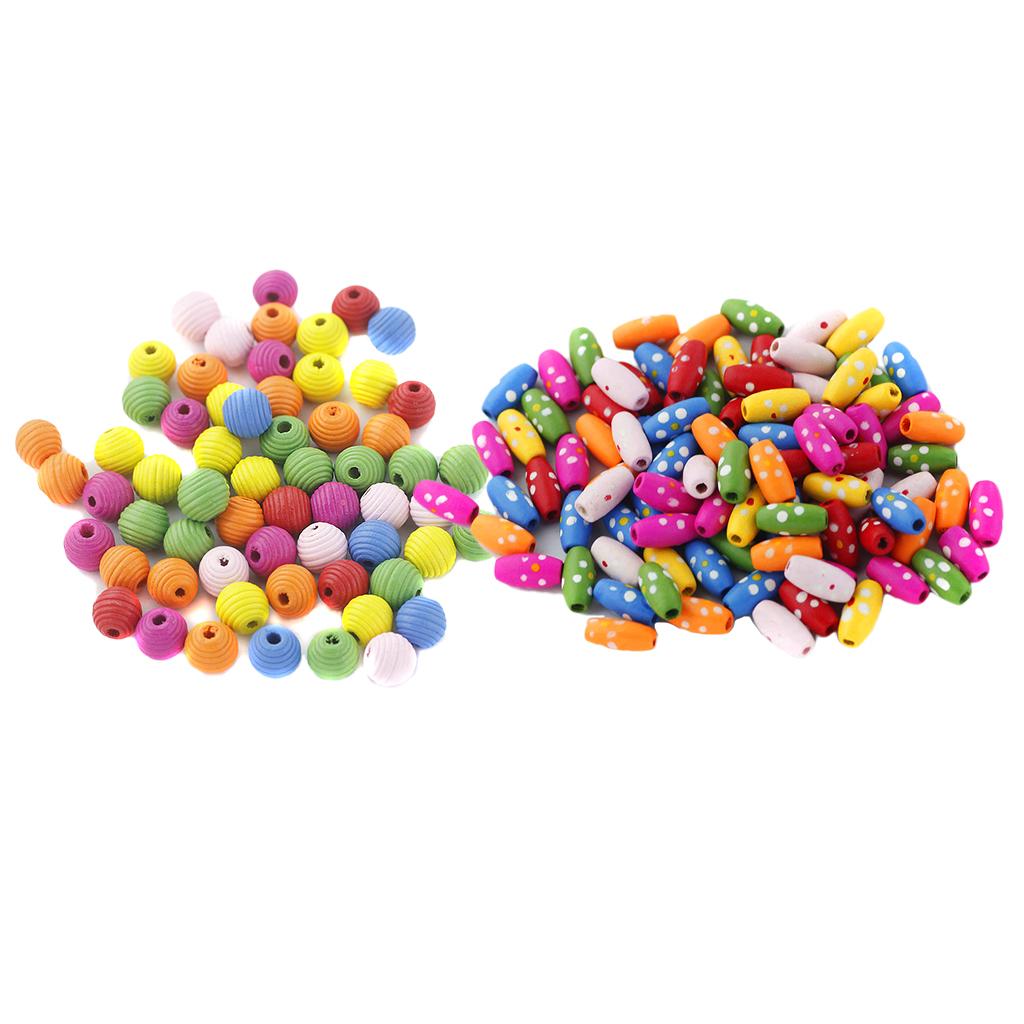 200 Pieces Wooden Barrel Round Bead With Hole for DIY Craft Jewelry Findings
