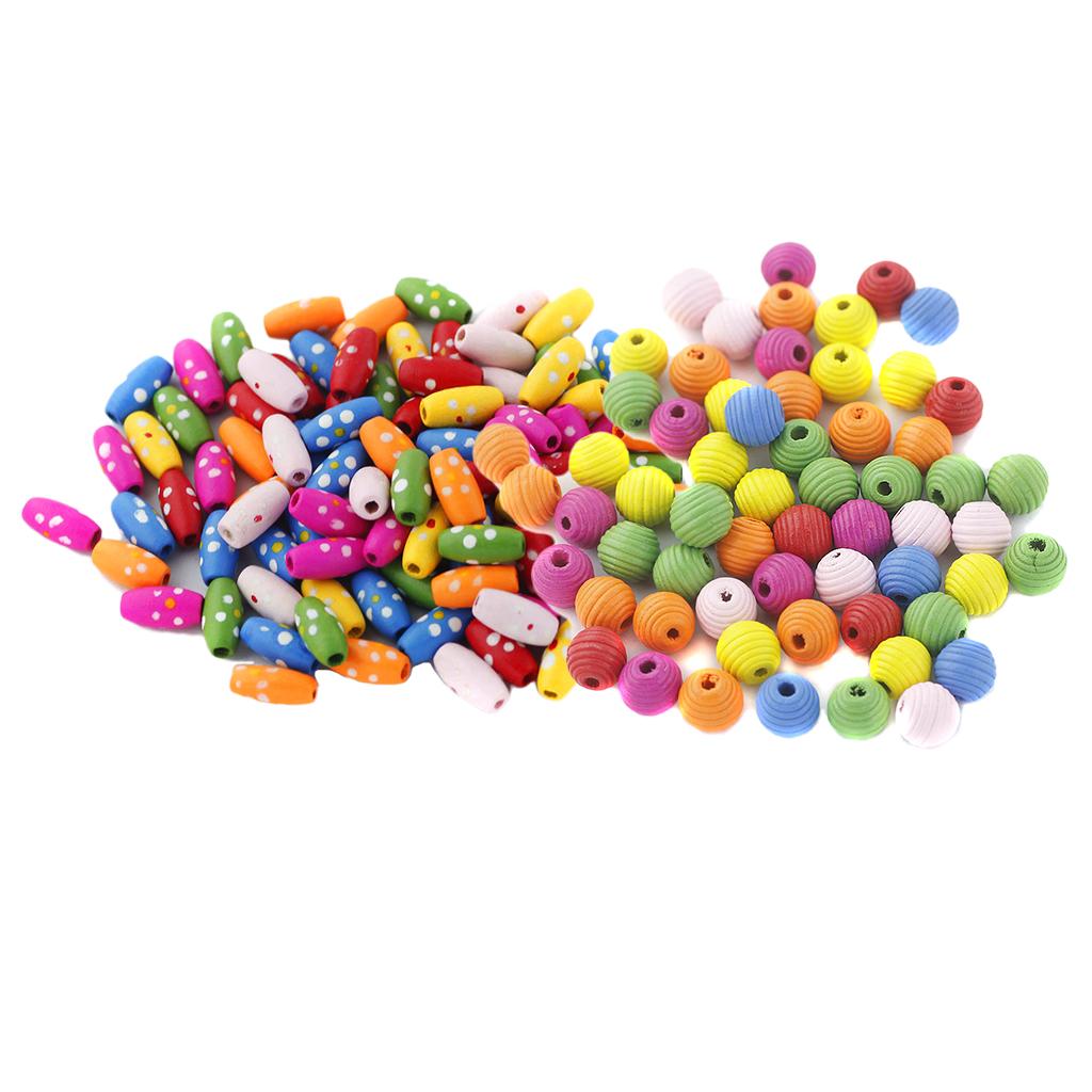 200 Pieces Wooden Barrel Round Bead With Hole for DIY Craft Jewelry Findings