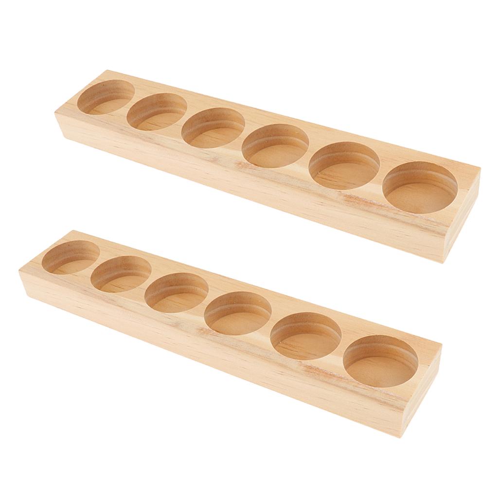 2 Pieces Wood Essential Oil Displaying Storage Rack Hold 6pcs 15ml Bottles