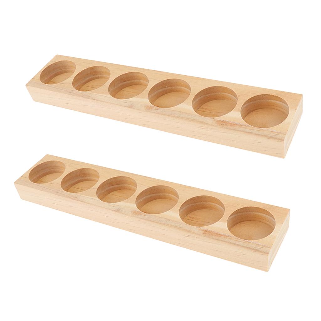 2 Pieces Wood Essential Oil Displaying Storage Rack Hold 6pcs 15ml Bottles