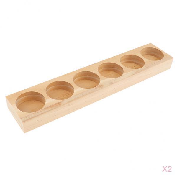 2 Pieces Wood Essential Oil Displaying Storage Rack Hold 6pcs 15ml Bottles