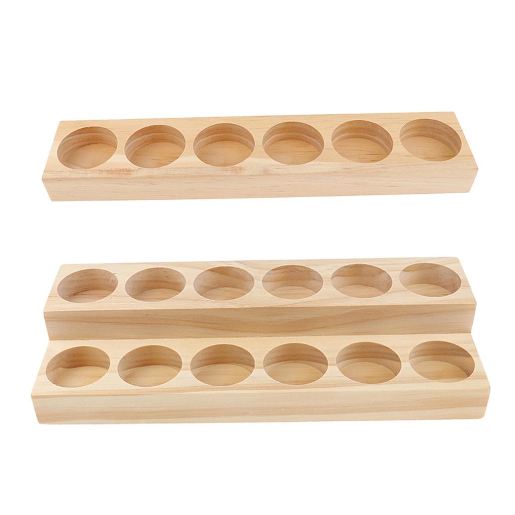 2 Pieces Wood Essential Oil Displaying Storage Rack Holders for 15ml Bottles