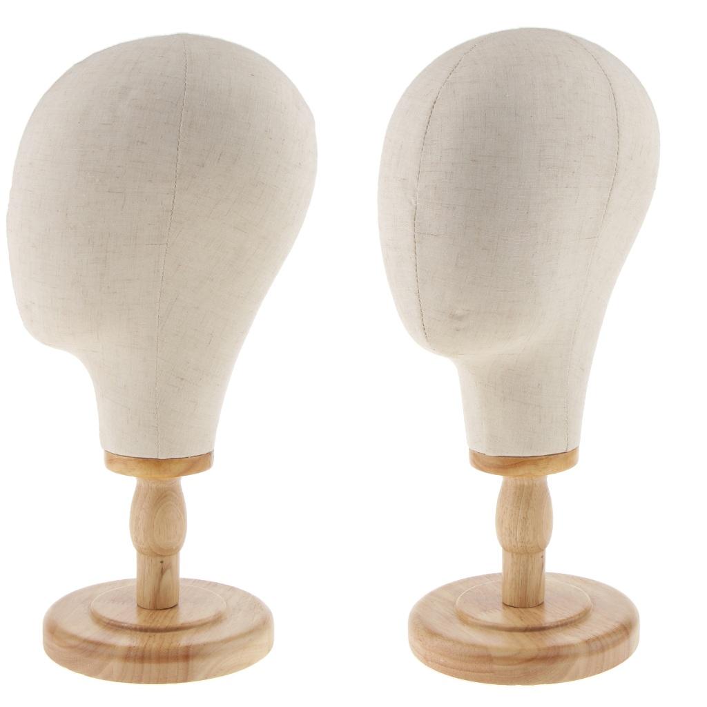 2x 21 Canvas Block Mannequin Head Wig Hat Making Glasses Holder with Stand"
