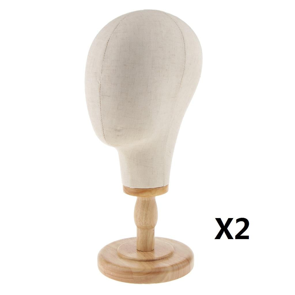 2x 21 Canvas Block Mannequin Head Wig Hat Making Glasses Holder with Stand"