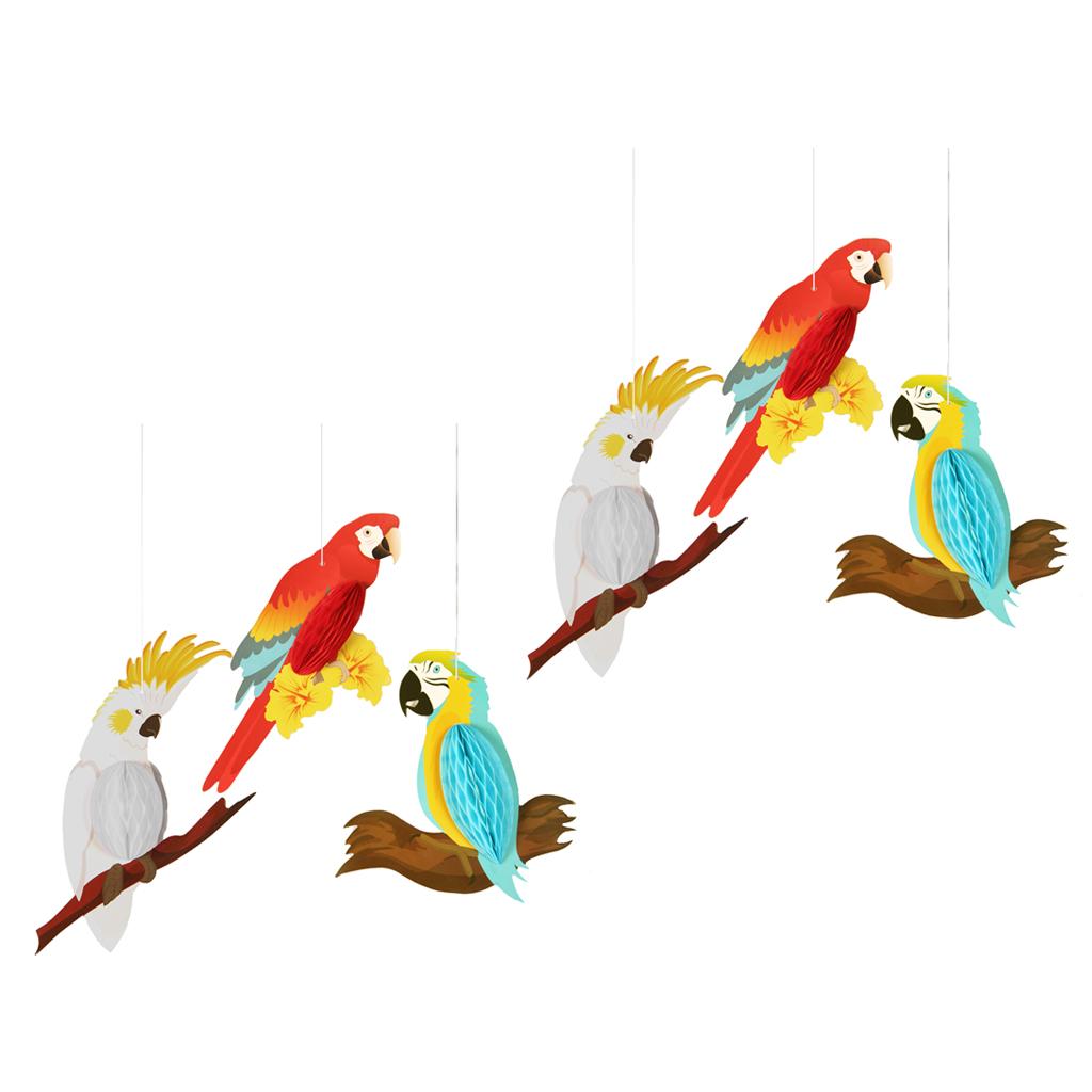 6 Pieces Rainbow Hanging Room Parrots Decor Kids Tropical Party Wall Bird