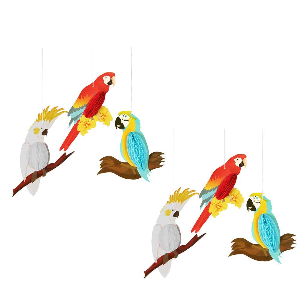 6 Pieces Rainbow Hanging Room Parrots Decor Kids Tropical Party Wall Bird