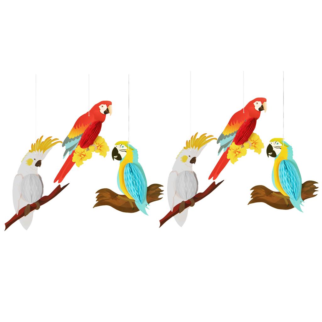 6 Pieces Rainbow Hanging Room Parrots Decor Kids Tropical Party Wall Bird