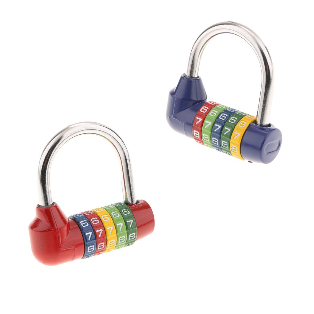 2 Pack Digital Combination Lock Resettable Padlock for Suitcases Blue+Red
