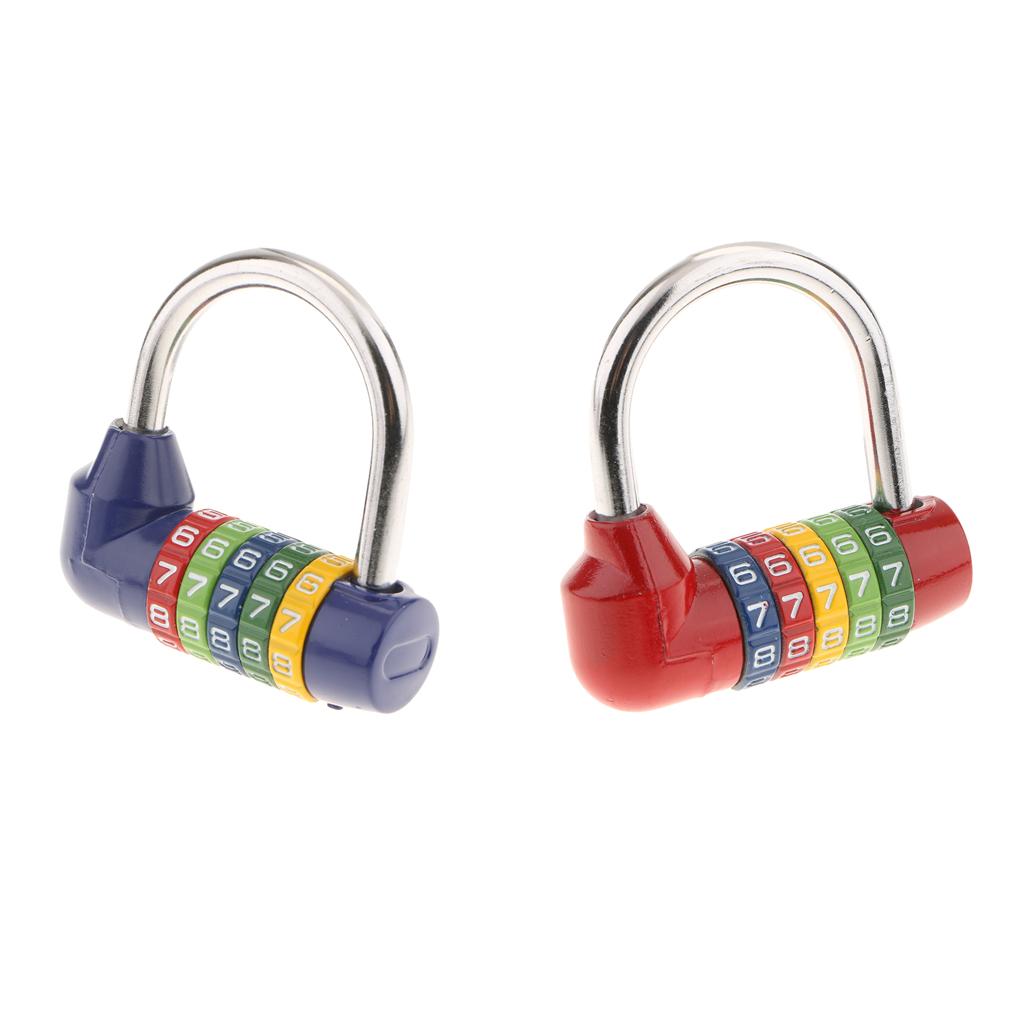 2 Pack Digital Combination Lock Resettable Padlock for Suitcases Blue+Red