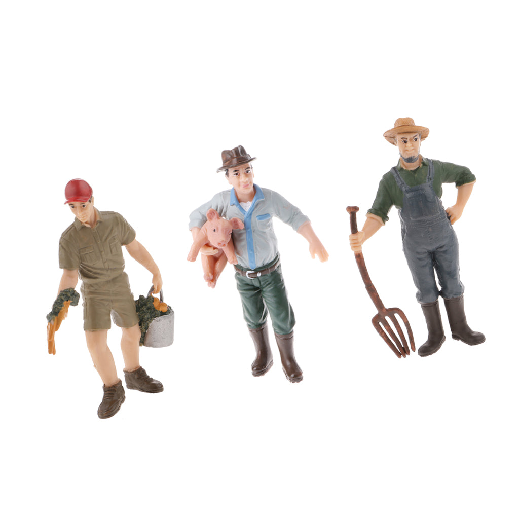 3 Pieces Simulation Farmer Model Action Figures Kids Toy Collections Gift