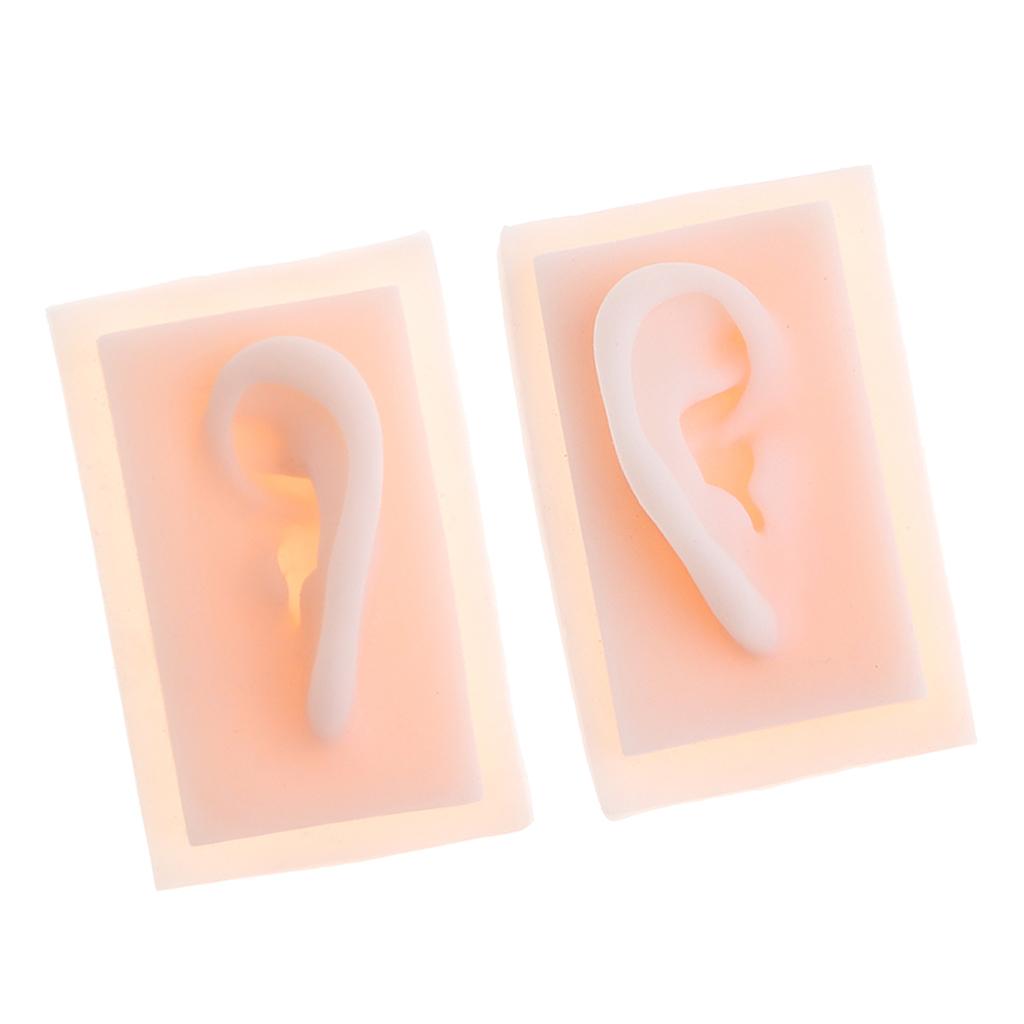 1 Pair 1:1 Lifesize Silicone Human Acupuncture Ear Model Study Kit