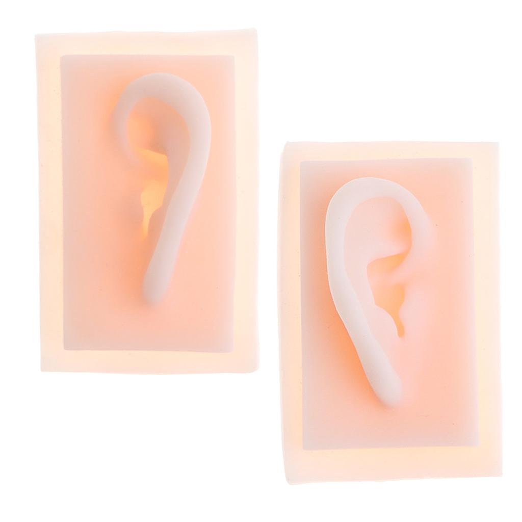 1 Pair 1:1 Lifesize Silicone Human Acupuncture Ear Model Study Kit